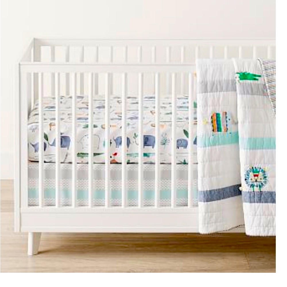 Pottery Barn Kids Organic Colby Animal Crib Fitted Sheet & Crib Skirt